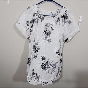 Krazy Kat floral eyelet off shoulder‎ shirt petite
